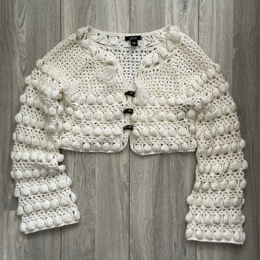 Lace Crochet Cropped Cardigan